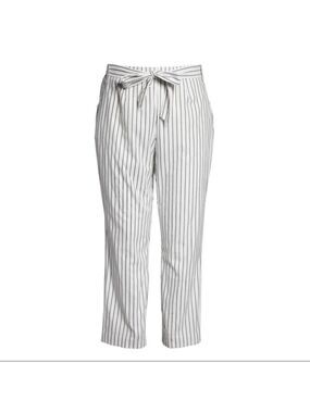 NWT 1. State White Pinstripe Tie-Waist Cropped Pants Size 24W